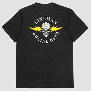 LINEMAN SOCIAL CLUB  Electrician Line worker T-shirt Black 100% Cotton
